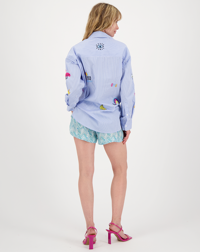 Madison Stripe Oversized EMB Shirt
