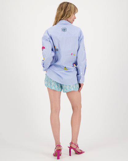 Madison Stripe Oversized EMB Shirt