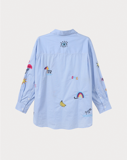 Madison Stripe Oversized EMB Shirt