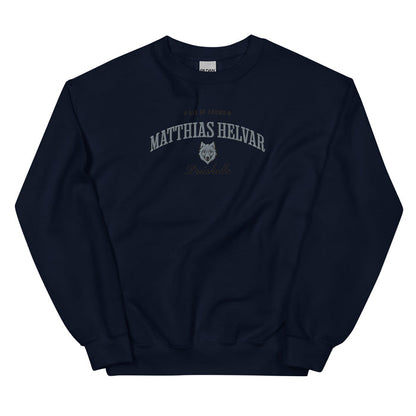 Matthias Helvar Embroidered Sweatshirt - The Bean Workshop - Book Lover Gift, Bookish Sweatshirt, Bookworm Gift, Character Apparel, Fantasy Warrior, Fjerda, Fjerdan wolf design, Grishaverse, Helnik, Leigh Bardugo fan apparel for readers, Matthias Helvar embroidered sweatshirt, Six of Crows Drüskelle merch, The Dregs