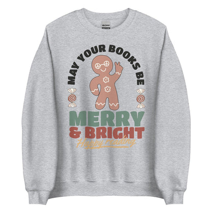 May Your Books Be Merry & Bright Sweater - The Bean Workshop - book lover, bookish, christmas, sweatshirt