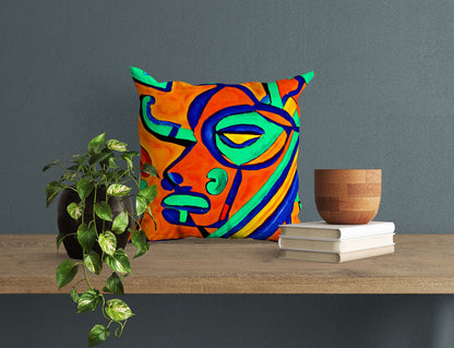 Mayan Culture, Tapestry Pillows, Cat Pillow, Artist Pillow, Colorful Pillow Case, Contemporary Pillow, 24X24 Pillow Case, Housewarming Gift