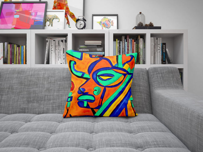 Mayan Culture, Tapestry Pillows, Cat Pillow, Artist Pillow, Colorful Pillow Case, Contemporary Pillow, 24X24 Pillow Case, Housewarming Gift