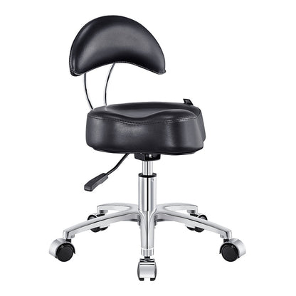 Medusa Pedi Stool DIR by DIR—ergonomic salon stool with backrest, chrome base, and casters.