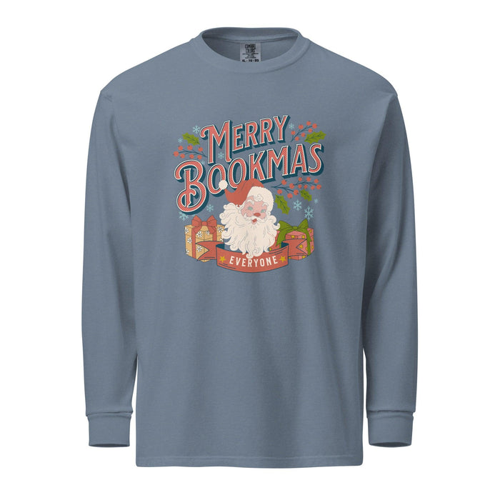 Merry Bookmas Christmas Heavyweight Long Sleeve Shirt - The Bean Workshop - bookish, chistmas, long-sleeve shirt, t-shirt, tee