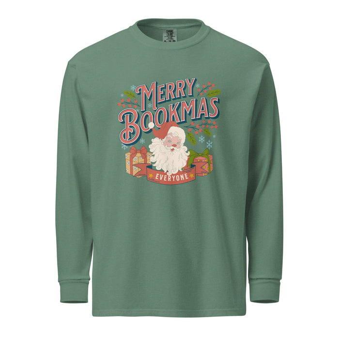 Merry Bookmas Christmas Heavyweight Long Sleeve Shirt - The Bean Workshop - bookish, chistmas, long-sleeve shirt, t-shirt, tee