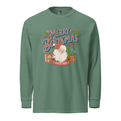 Merry Bookmas Christmas Heavyweight Long Sleeve Shirt - The Bean Workshop - bookish, chistmas, long-sleeve shirt, t-shirt, tee