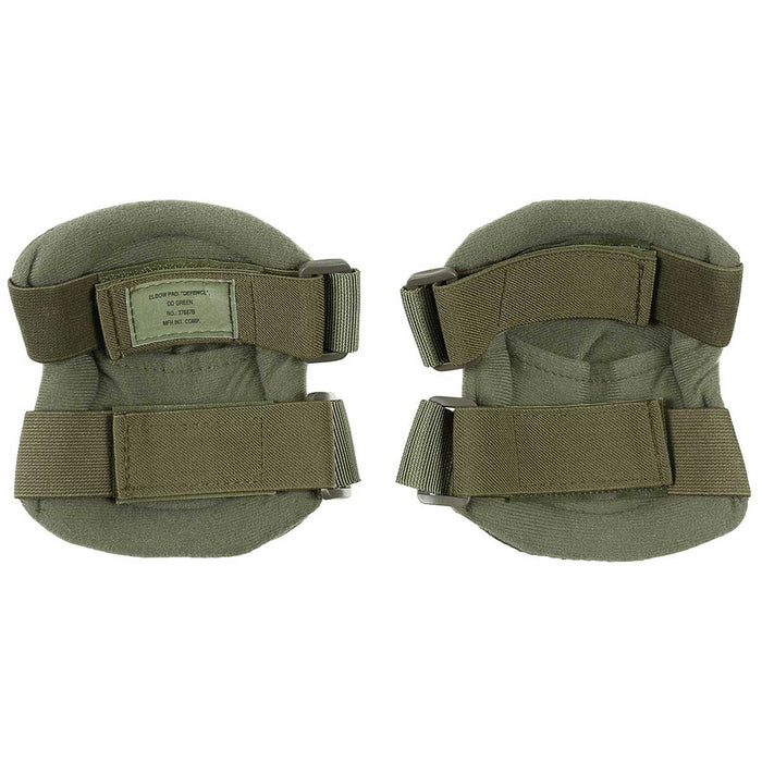 rear adjustable straps on olive mfh defence elbow pads