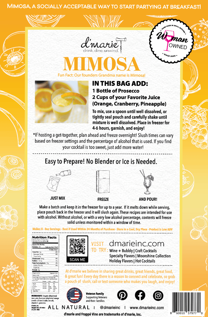 d'marie inc. Mimosa Cocktail - Ready-To-Freeze Cocktail
