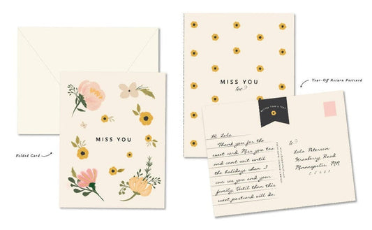 Ginger P. Designs Greeting Cards Miss You Floral Card + Postcard