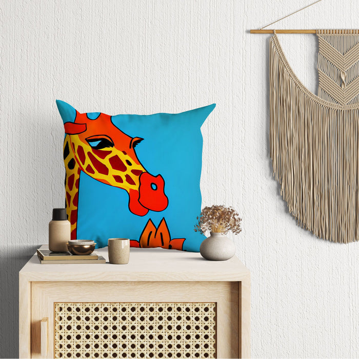 Modern Art African Wildlife Giraffe Decorative Pillow, Bee Pillow Cover, Designer Pillow, Colorful Pillow Case, Watercolor Pillow Cases