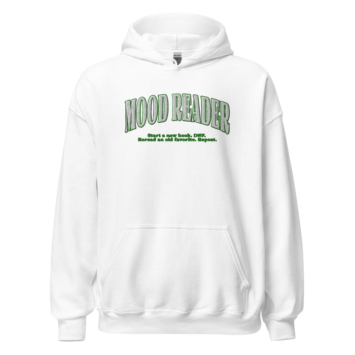 Mood Reader Embroidered Hoodie - The Bean Workshop - book lover, bookish, embroidered, hoodie, minimalistic, read everyday