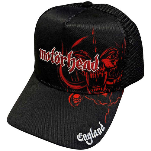 Motorhead England Red Warpig Black Mesh Back Hat