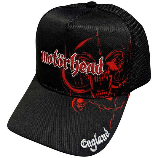 Motorhead England Red Warpig Black Mesh Back Hat