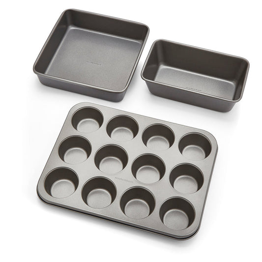 Muffin Tin, Square Cake Tin and 2lb Loaf Tin Set