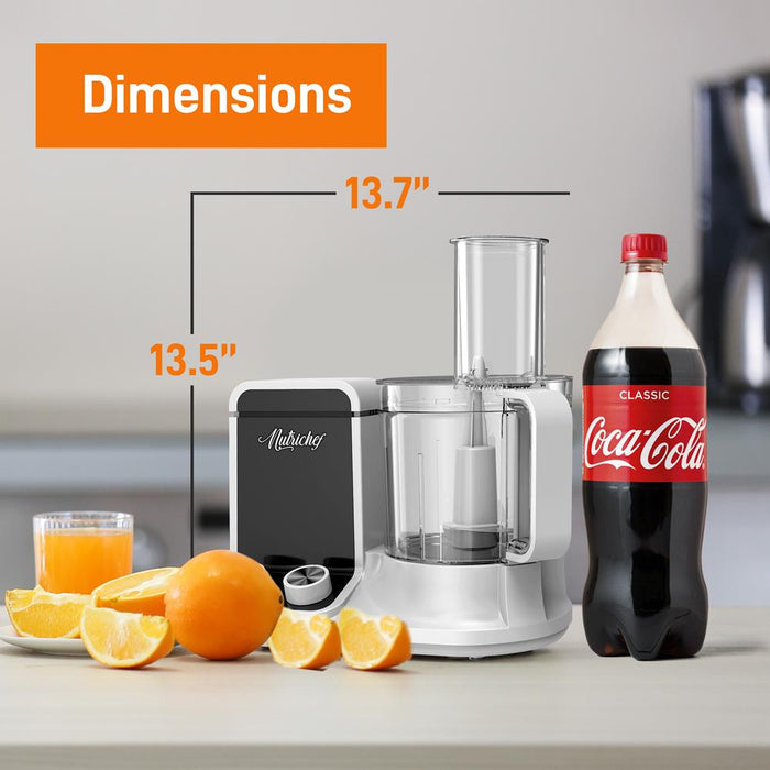 Multifunction Food Processor - Ultra Quiet Powerful Motor, Includes 6 Attachment Blades, Up To 2L Capacity