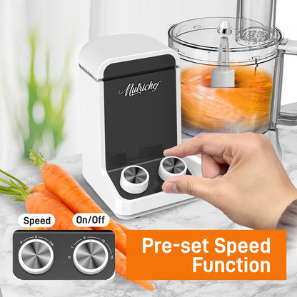 Multifunction Food Processor - Ultra Quiet Powerful Motor, Includes 6 Attachment Blades, Up To 2L Capacity