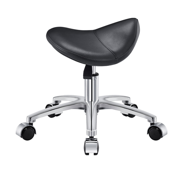 DIR Nero Pedi Stool Black with wheels and chrome base, perfect for beauty technicians.