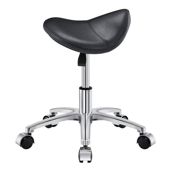 Nero Pedi Stool Black by DIR—sleek saddle seat with chrome base, perfect for salons or technicians.