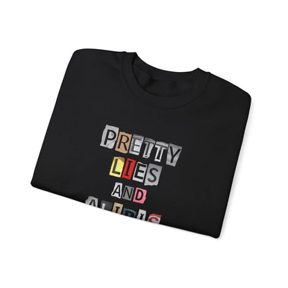 NEW Crewneck Sweatshirt — "Pretty Lies and Alibis" Ransom Note Graphic