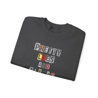 NEW Crewneck Sweatshirt — "Pretty Lies and Alibis" Ransom Note Graphic