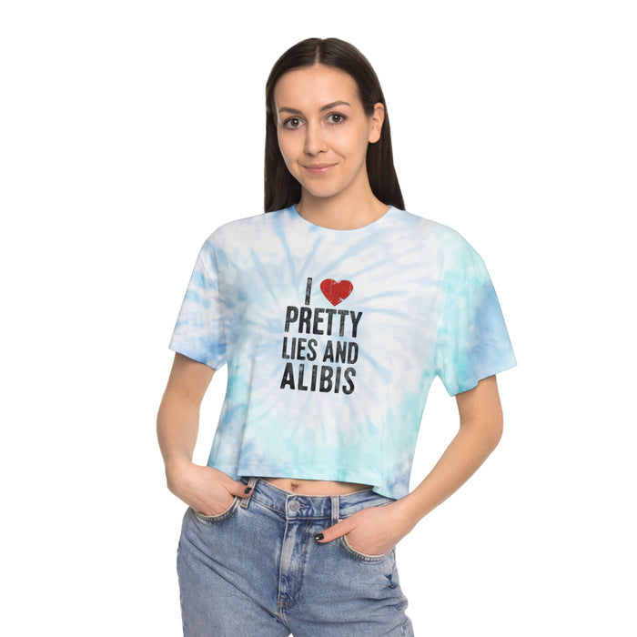 New! I Love Pretty Lies and Alibis Tie-Dye Crop Tee