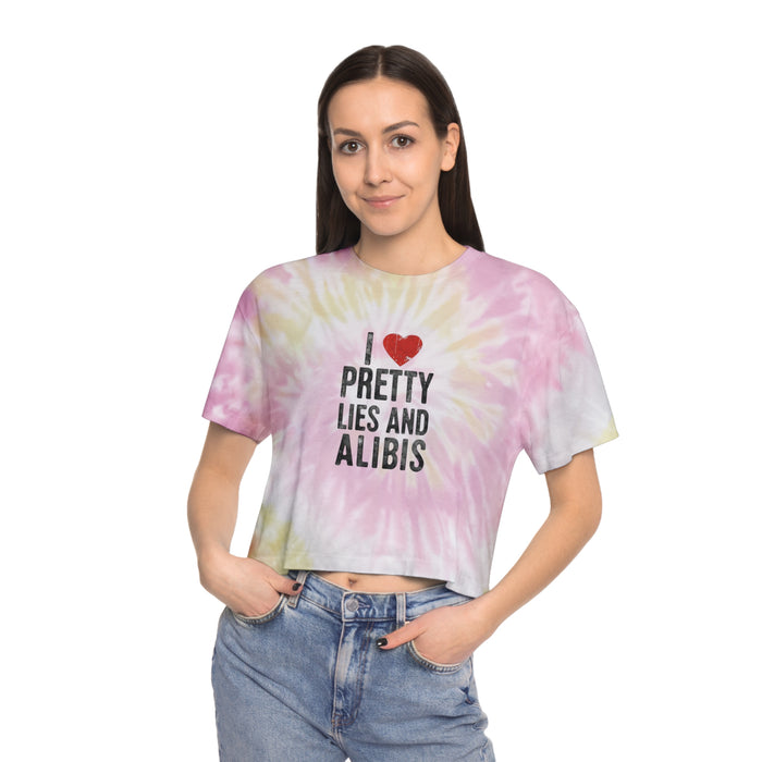 New! I Love Pretty Lies and Alibis Tie-Dye Crop Tee