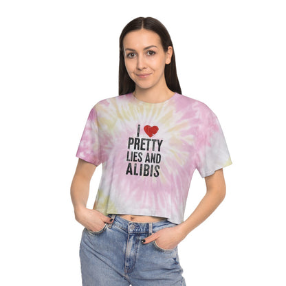 New! I Love Pretty Lies and Alibis Tie-Dye Crop Tee