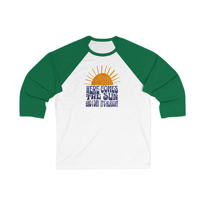 New Lyrics - Here Comes the Sun Unisex 3/4 Sleeve Baseball Tee