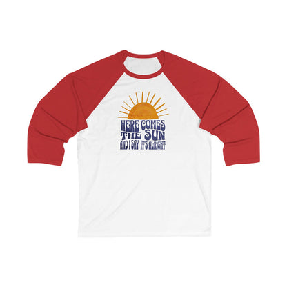 New Lyrics - Here Comes the Sun Unisex 3/4 Sleeve Baseball Tee
