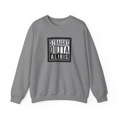 NEW! Retro Straight Outta Alibis Unisex Heavy Blend™ Crewneck Sweatshirt - Fun & Casual Fashion