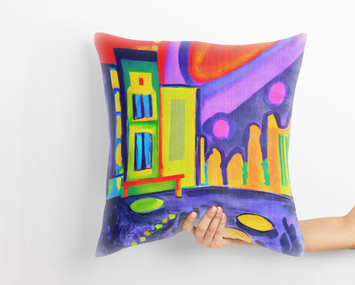 Night View Of Chicago Throw Pillow, Abstract Pillow, Art Pillow, Colorful Pillow Case, Contemporary Pillow, Large Pillow, Playroom Decor