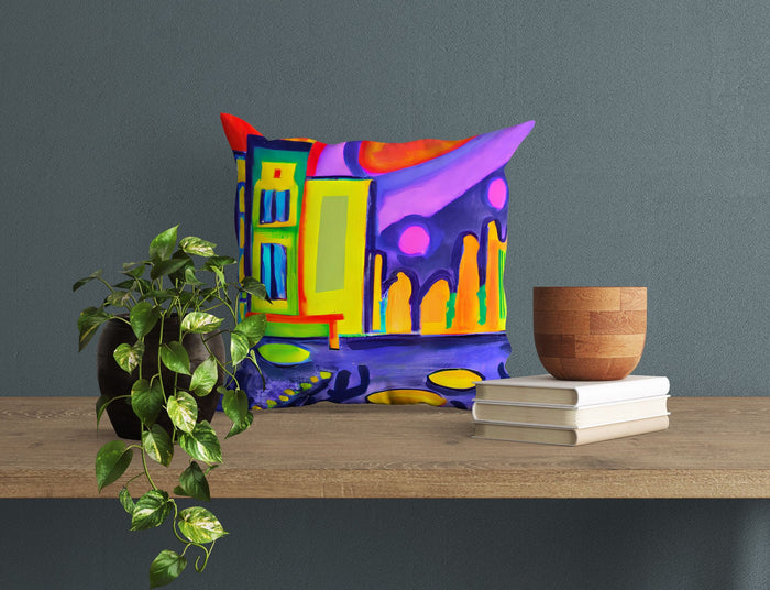 Night View Of Chicago Throw Pillow, Abstract Pillow, Art Pillow, Colorful Pillow Case, Contemporary Pillow, Large Pillow, Playroom Decor