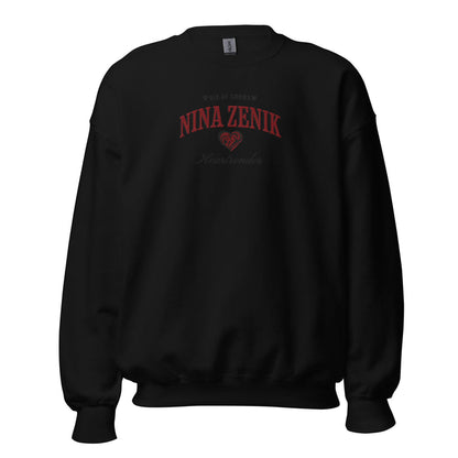 Nina Zenik Embroidered Sweatshirt - The Bean Workshop - Book Lover Gift, Bookish Sweatshirt, Corporalnik, Fantasy Character, Grisha Order clothing, Grishaverse, Helnik, Leigh Bardugo fan apparel for readers, Nina Zenik embroidered sweatshirt, Powerful Female Character, Six of Crows Heartrender merch, The Dregs, Waffle Lover