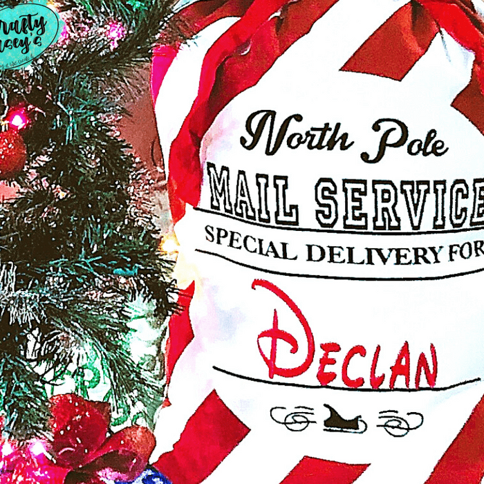 North Candy Cane Mail Service Santa Sack Personalized-Embroidered-Gift Wrapping Bag