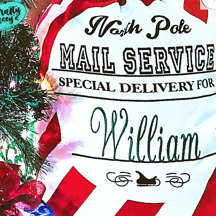 North Candy Cane Mail Service Santa Sack Personalized-Embroidered-Gift Wrapping Bag