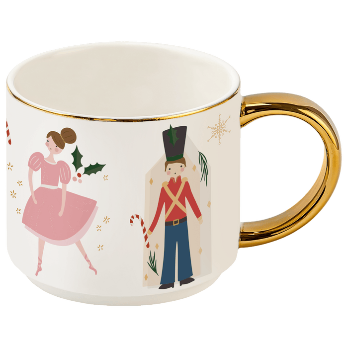 Nutcracker 14 oz Gold Handle Coffee Mug - Sweet Water Decor - Coffee Mugs