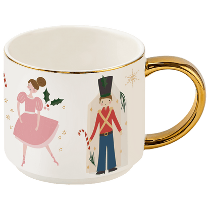 Nutcracker 14 oz Gold Handle Coffee Mug - Sweet Water Decor - Coffee Mugs