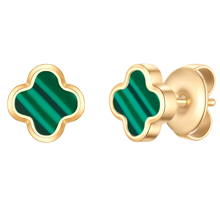 Ohrstecker Clover Malachit (synth.)