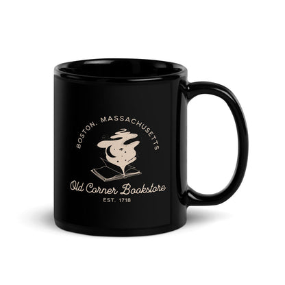 Old Corner Bookstore Black Glossy Mug - The Bean Workshop - Book Lover Accesories, Book Lover Style, Bookish Fashion, ceramic mug, coffee mug, Literary Gift, mug, Old Corner Bookstore, read everyday, valentine, Valentine's Day Picks