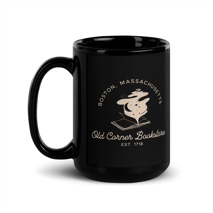 Old Corner Bookstore Black Glossy Mug - The Bean Workshop - Book Lover Accesories, Book Lover Style, Bookish Fashion, ceramic mug, coffee mug, Literary Gift, mug, Old Corner Bookstore, read everyday, valentine, Valentine's Day Picks