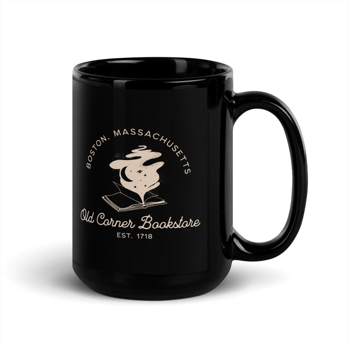 Old Corner Bookstore Black Glossy Mug - The Bean Workshop - Book Lover Accesories, Book Lover Style, Bookish Fashion, ceramic mug, coffee mug, Literary Gift, mug, Old Corner Bookstore, read everyday, valentine, Valentine's Day Picks