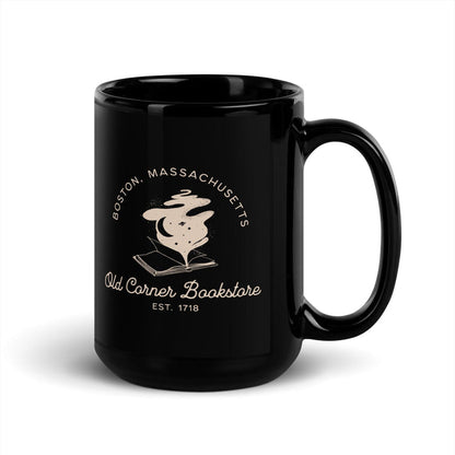 Old Corner Bookstore Black Glossy Mug - The Bean Workshop - Book Lover Accesories, Book Lover Style, Bookish Fashion, ceramic mug, coffee mug, Literary Gift, mug, Old Corner Bookstore, read everyday, valentine, Valentine's Day Picks