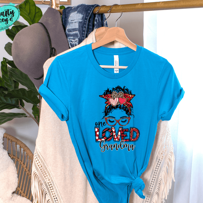 One Loved Grandma Messy Bunn Valentines - Women's Unisex- t-shirt