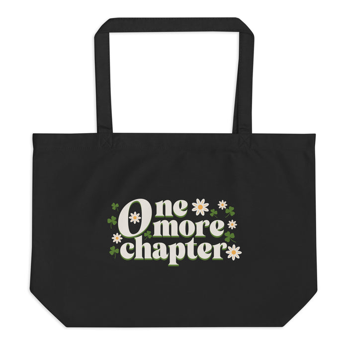 One More Chapter Large Organic Cotton Twill Tote Bag - The Bean Workshop - Bookish Summer Collection, Eco-Friendly Book Lover Bag, Floral Bibliophile Carryall, Groovy Literary Tote, One More Chapter Tote Bag, Organic Cotton Book Bag, Organic Cotton Twill Tote Bag, Retro Reader Tote