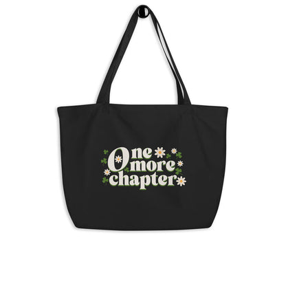 One More Chapter Large Organic Cotton Twill Tote Bag - The Bean Workshop - Bookish Summer Collection, Eco-Friendly Book Lover Bag, Floral Bibliophile Carryall, Groovy Literary Tote, One More Chapter Tote Bag, Organic Cotton Book Bag, Organic Cotton Twill Tote Bag, Retro Reader Tote
