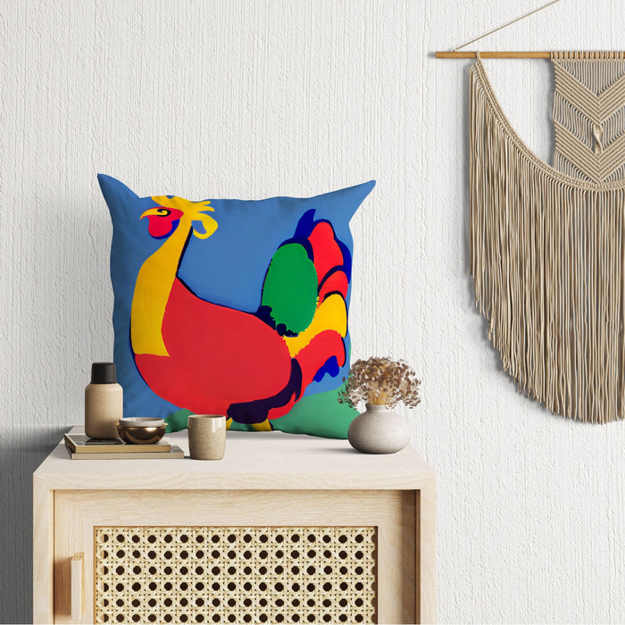 Original Art Rooster Tapestry Pillows, Abstract Throw Pillow Cover, Comfortable, Colorful Pillow Case, Watercolor Pillow Cases