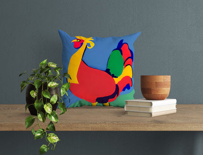 Original Art Rooster Tapestry Pillows, Abstract Throw Pillow Cover, Comfortable, Colorful Pillow Case, Watercolor Pillow Cases