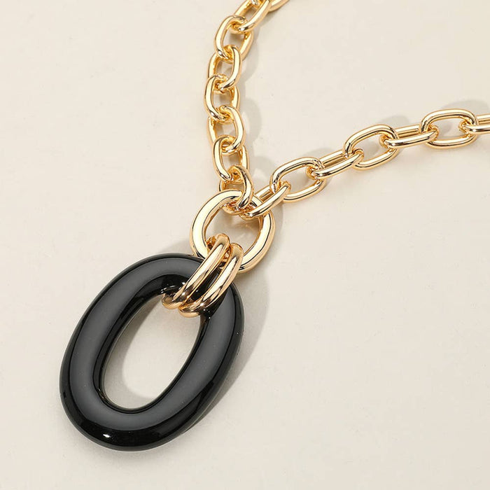 Oval Ring Pendant BLK