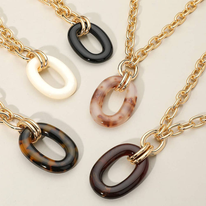 Oval Ring Pendant BLK